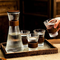 Nordic Glass Water Set 5pcs (4 Glasses + 1 Jug) & 7pcs (6 Glasses + 1 Jug) Tableware Tableware