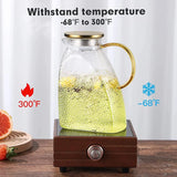 Nordic Luxury 1500ml Capacity Borosilicate Pot Kettle with Stainless Steel Lid | Water Jug | Teapot | Fruit Juice Beverage Jug Container Serving Ware Tableware