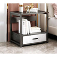 Nordic Luxury Single Drawer Bedside Cabinet | Marble Texture | Large Capacity | 50x45x35 cm | White, Black