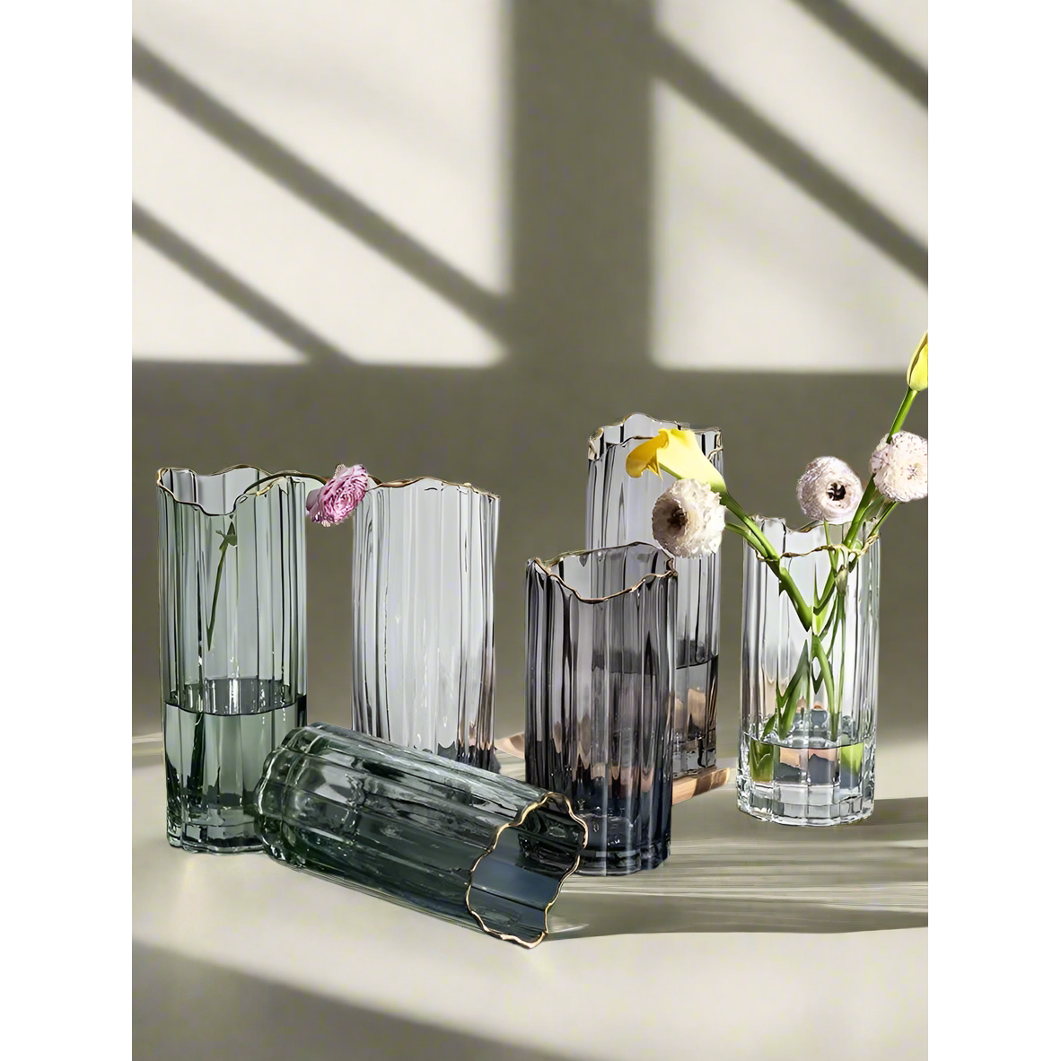 Nordic Modern Creative Dark Glass Vase 28cm Elegant Decorative Vase