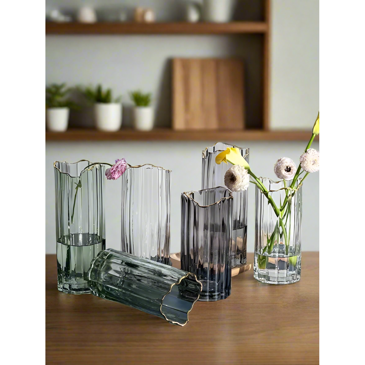 Nordic Modern Creative Dark Glass Vase 28cm Elegant Decorative Vase