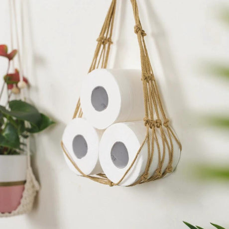 Nordic Style Hanging Cotton Rope Roll Paper Holder Elegant & Minimalist Design Bathroom Accessories Toilet Paper Holders