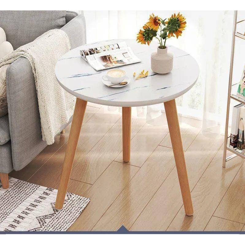 Nordic Style Minimalist Round Coffee Table | Black & White (50cm x 52cm)