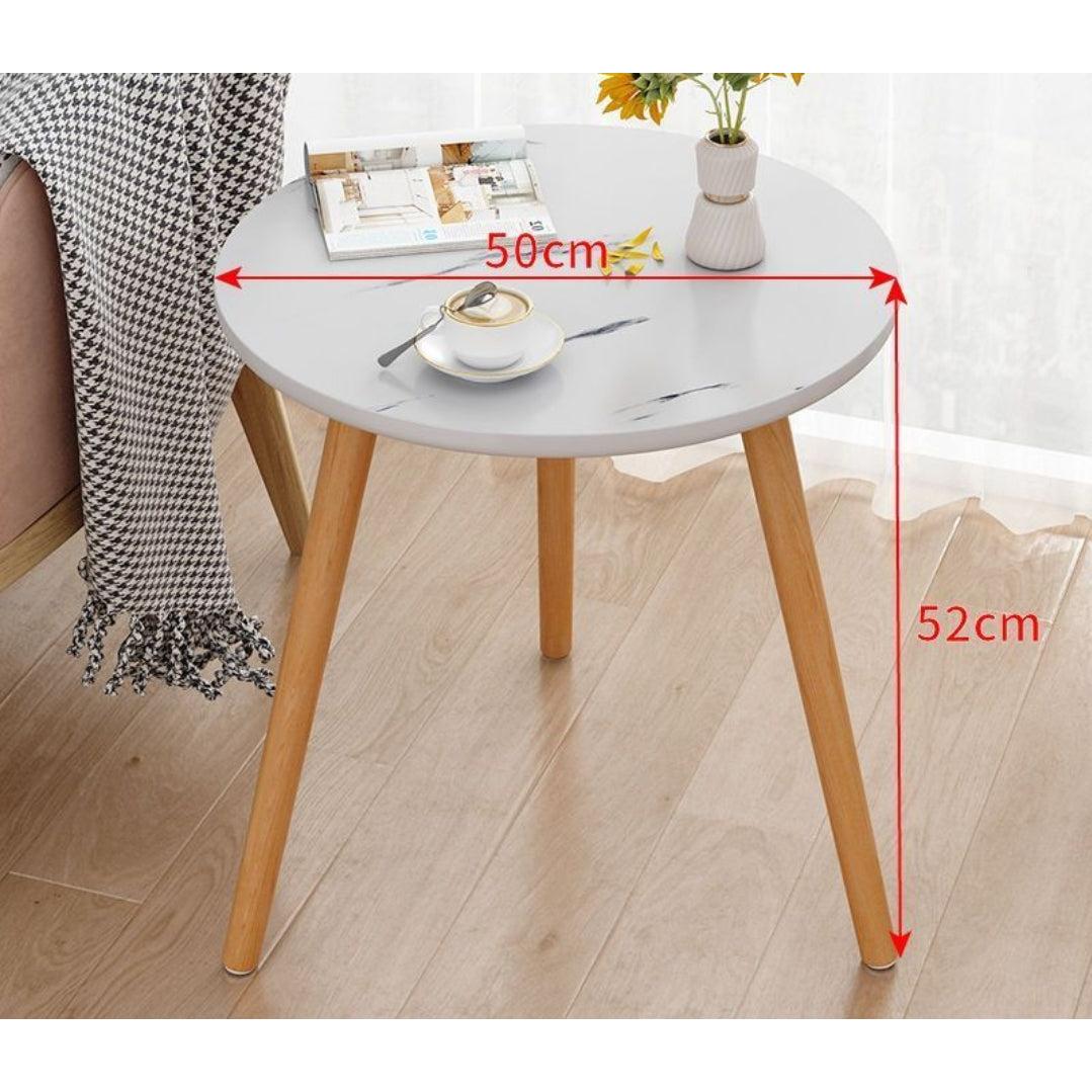 Nordic Style Round Coffee Table Minimalist Black & White Side Table, Big Size 50x52cm