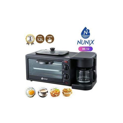 Nunix 3 in 1 Breakfast Maker with Oven, Grill, and Coffee Maker