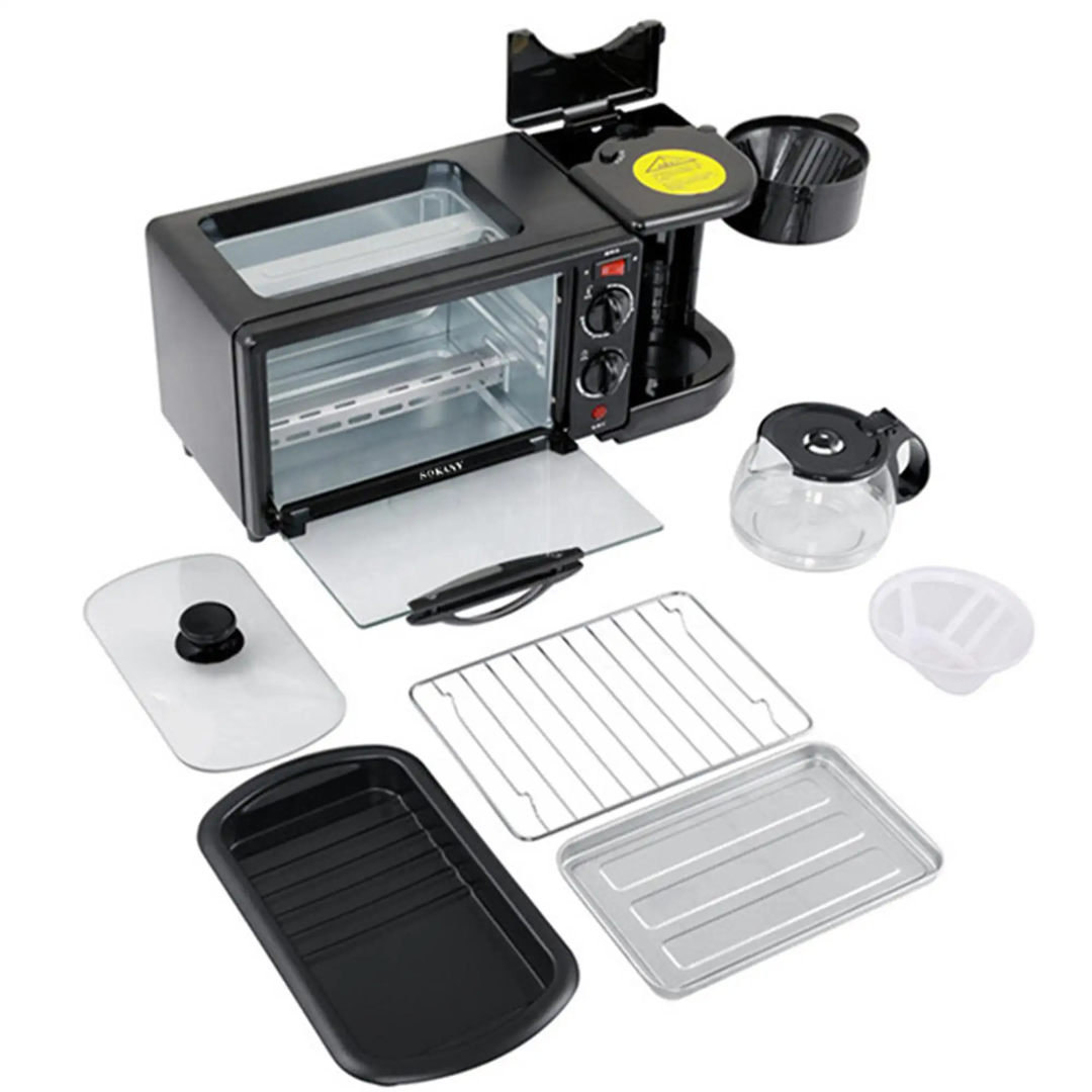 Nunix BE-12 3-in-1 Breakfast Maker 12L Oven, Coffee Maker & Nonstick Frying Pan Combo