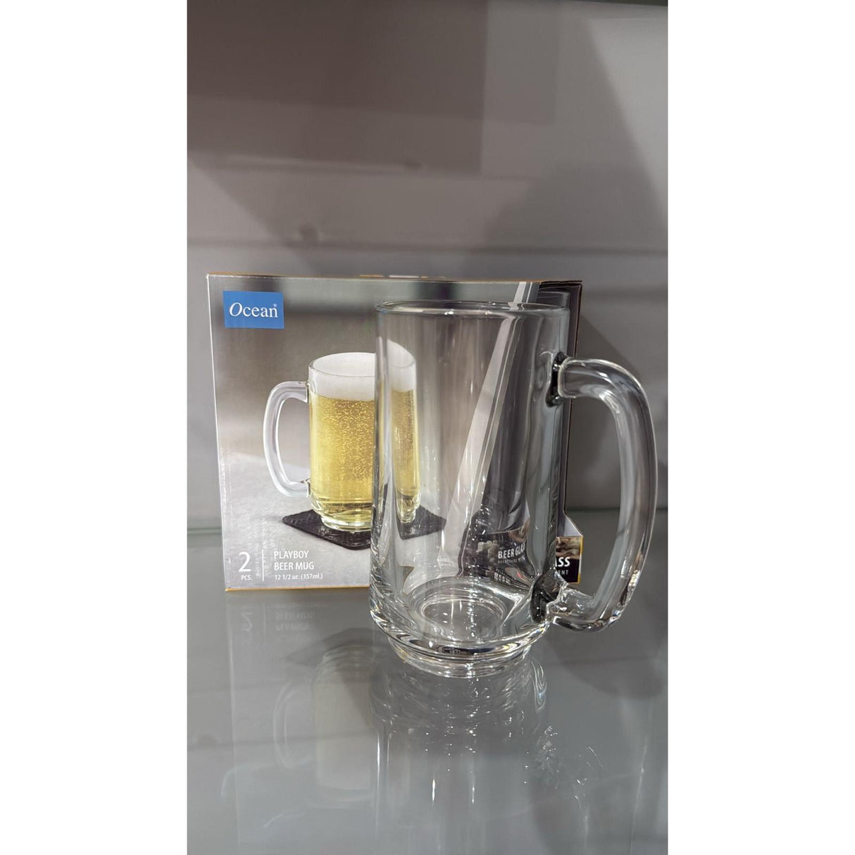 Ocean Playboy Beer Mug Set – 357ml (2 Pieces) Classic Glass Mugs