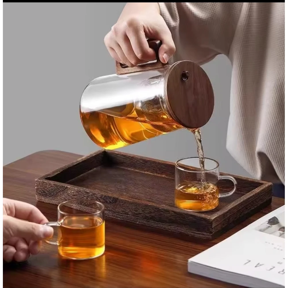One Press Glass Infuser Tea Pot with Built-In Filter Heat-Resistant Design Kitchen utensils Infusions