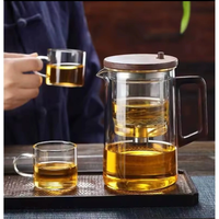 One Press Glass Infuser Tea Pot with Built-In Filter Heat-Resistant Design Kitchen utensils Infusions