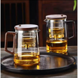One Press Glass Infuser Tea Pot with Built-In Filter Heat-Resistant Design