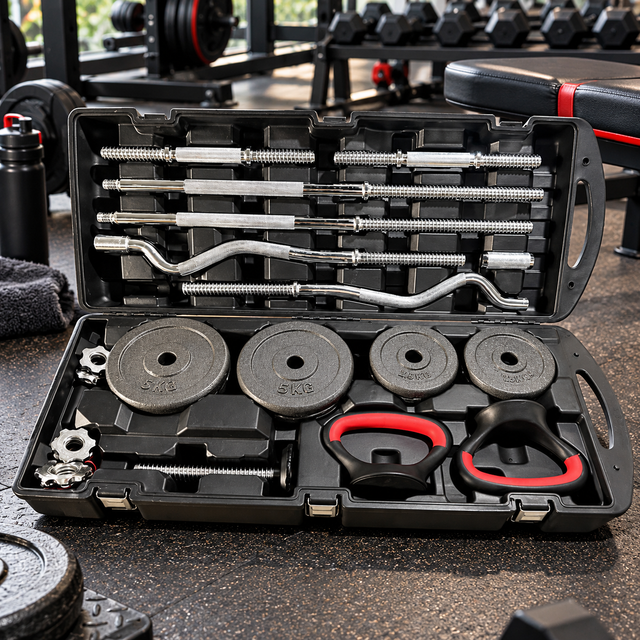 York 58kg Adjustable Dumbbell And Barbell Set Dumbbell And Barbell Set Free Weight Sets