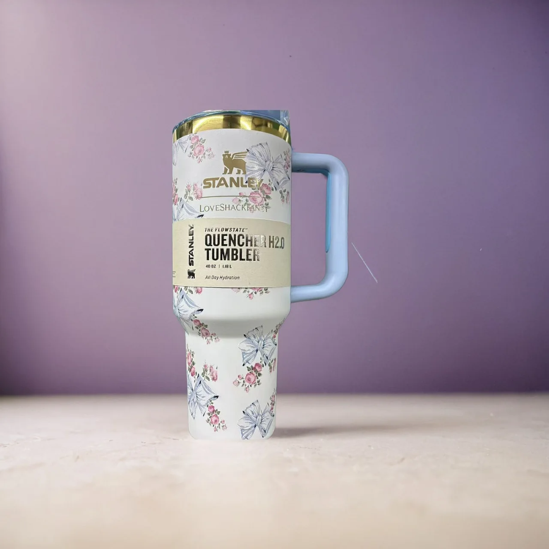 Original Love Shark Stanley Tumbler 1.18L Floral Edition with Straw & Topper