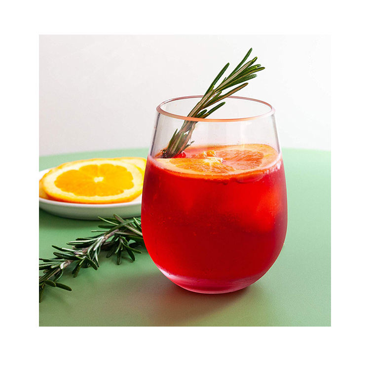 Oval Glass Clear 6pc Stemless Wine Glass Tumblers 500ml