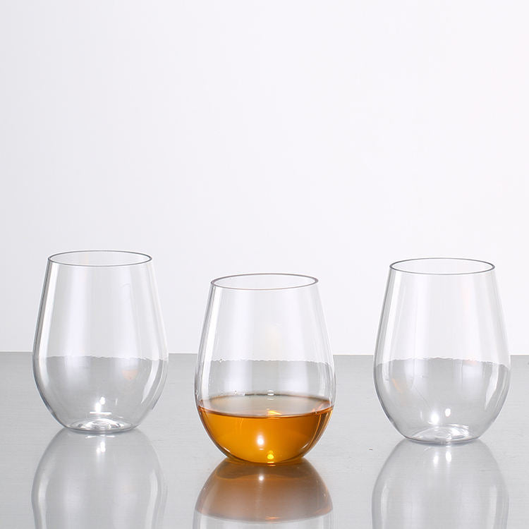 Oval Glass Clear 6pc Stemless Wine Glass Tumblers 500ml