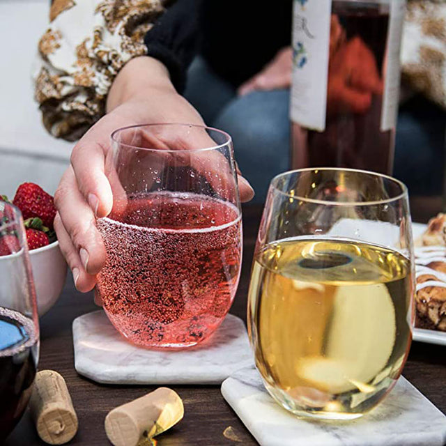 Oval Glass Clear 6pc Stemless Wine Glass Tumblers 500ml