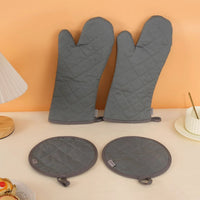 Oven Glove & Pot Holder Set Comfortable 100% Cotton Protection Kitchen Linen Kitchen Linens Sets