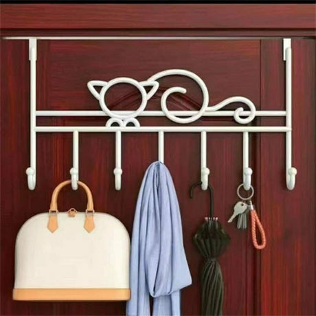 Over the Door Iron Hanger with 7 Hooks Black or White