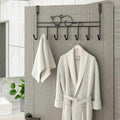 Over the Door Iron Hanger with 7 Hooks Black or White Closet Organizers