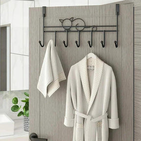 Over the Door Iron Hanger with 7 Hooks Black or White Closet Organizers