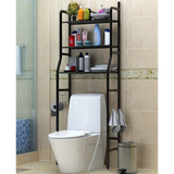 Over the Toilet Steel Tube Stand Organizer | Space Saving Stainless Steel Bathroom Shelf, 158x26x50cm, Black & White
