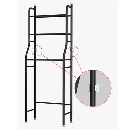 Over the Toilet Steel Tube Stand Organizer | Space Saving Stainless Steel Bathroom Shelf, 158x26x50cm, Black & White