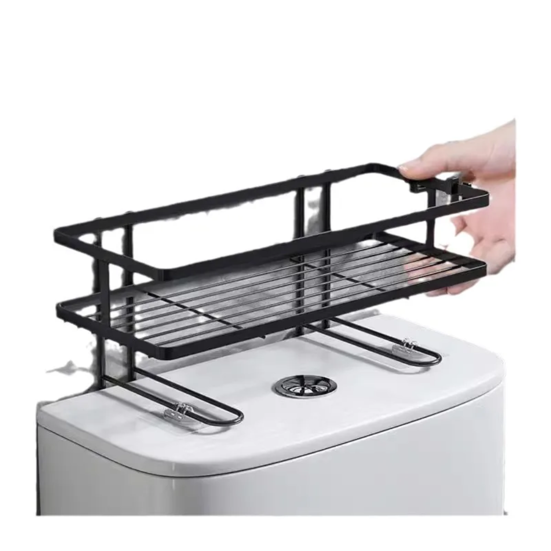 Over the Toilet Storage Rack with Hooks Space Saving Bathroom Organizer