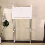Over the Toilet Storage Washing machine Rack with 2 Door Cabinet & Adjustable Shelf| 63D x 26W x 170H Centimeters
