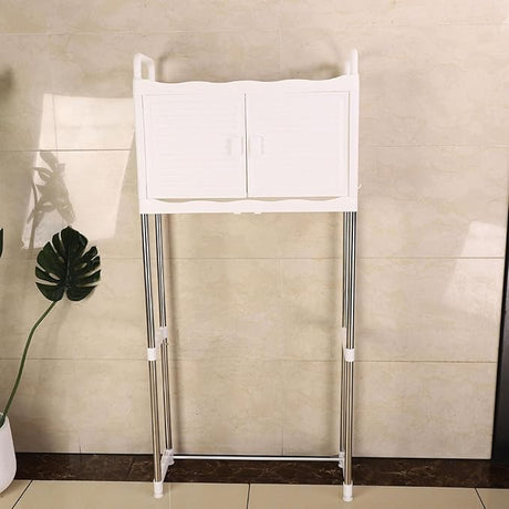 Over the Toilet Storage Washing machine Rack with 2 Door Cabinet & Adjustable Shelf| 63D x 26W x 170H Centimeters
