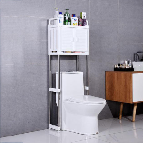 Over the Toilet Storage Washing machine Rack with 2 Door Cabinet & Adjustable Shelf| 63D x 26W x 170H Centimeters
