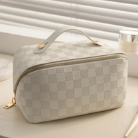 PU Leather Cosmetic Storage Bags Sleek Waterproof Makeup Organizer (22x12.5x13cm) Toiletry Bags