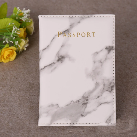 PU Leather Passport Cover with Marble Effect – 20 × 14 cm