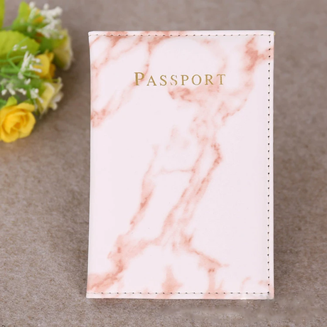 PU Leather Passport Cover with Marble Effect – 20 × 14 cm