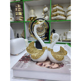 Pair Swan Home Decor Resin Figurine Sculpture | Elegant Decorative Statue | White, Black, Blue