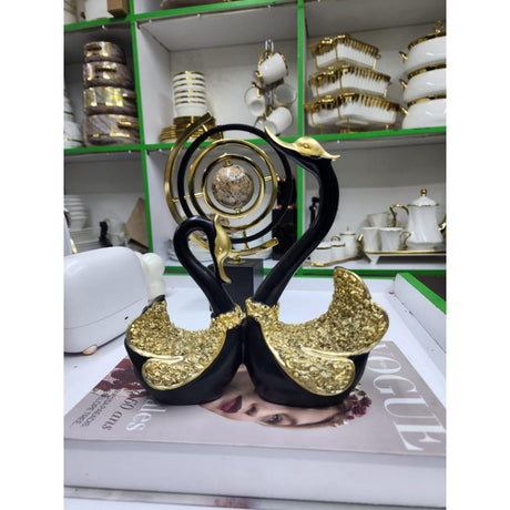 Pair Swan Home Decor Resin Figurine Sculpture | Elegant Decorative Statue | White, Black, Blue