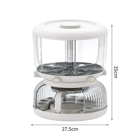 Partitioned Cereals Dispensers with Egg Holder 12kg Capacity Airtight Rotating Storage