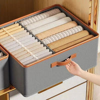 Partitioned Closet Organizers Foldable Fabric Storage Boxes in Beige & Grey Closet Organizers