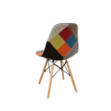 Patchwork Fabric Seat with Wooden Legs