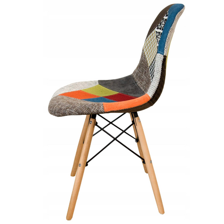 Patchwork Fabric Seat with Wooden Legs