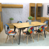 Patchwork Fabric Seat with Wooden Legs