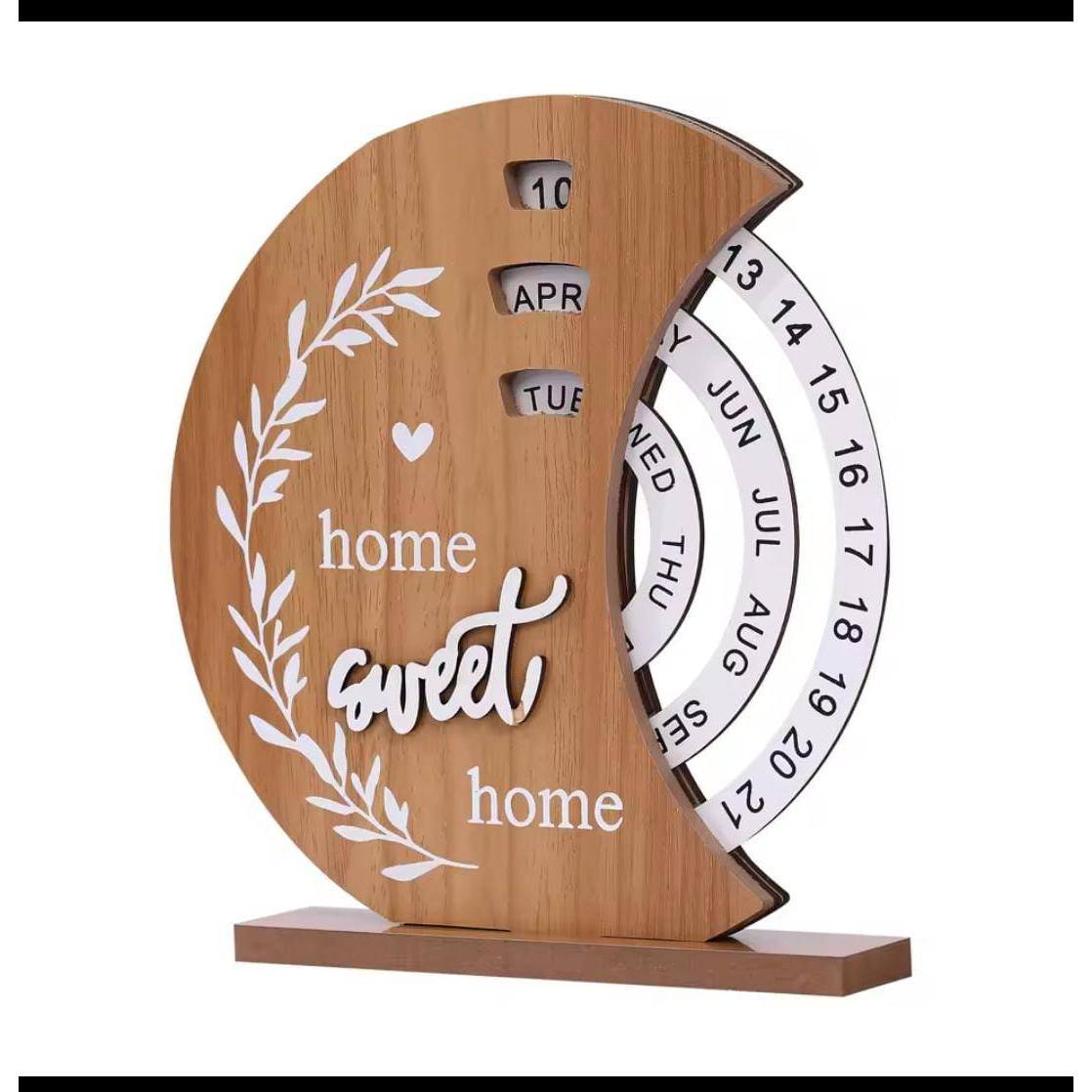 Perpetual Wooden Block Calendar with Rotating Date and Month Blocks