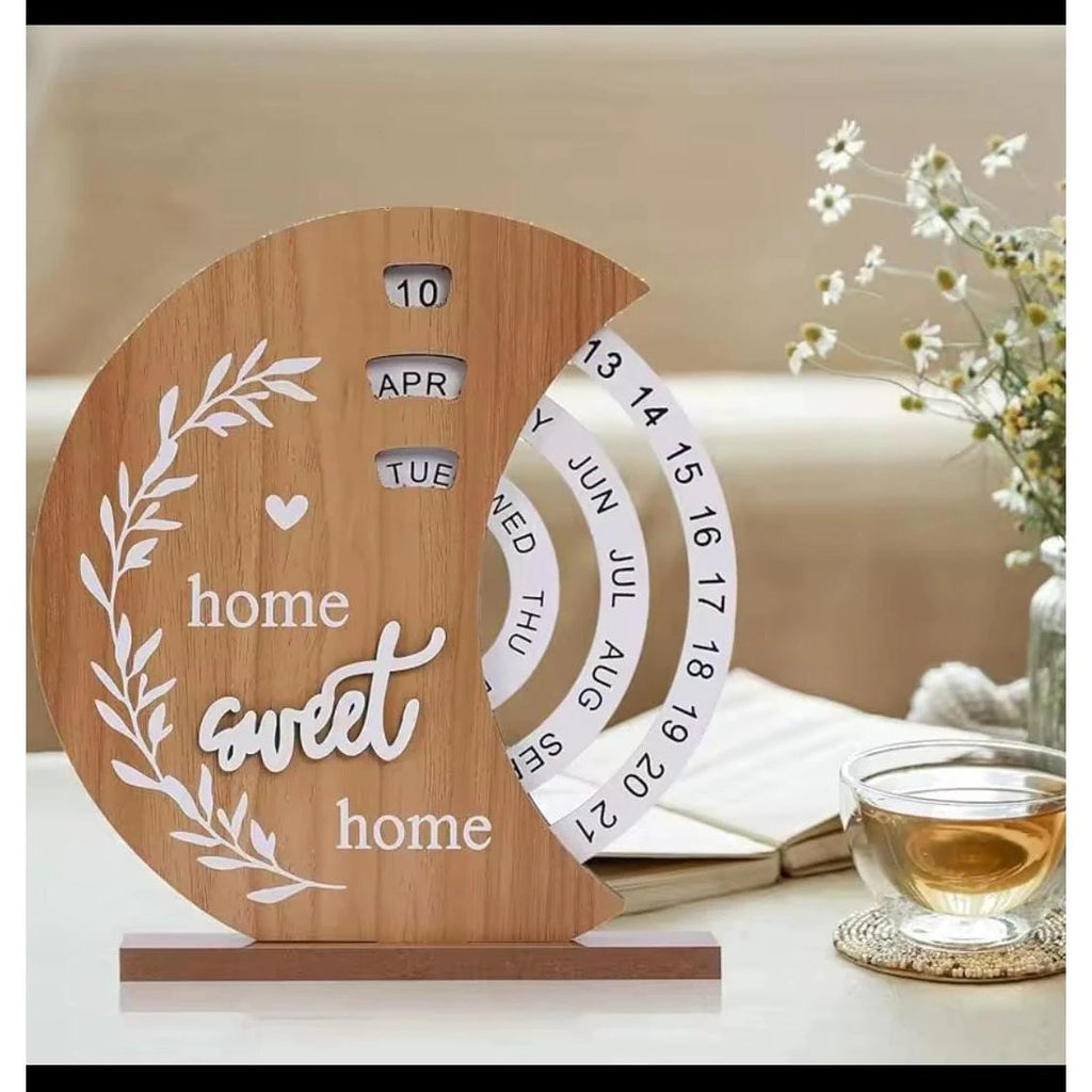 Perpetual Wooden Block Calendar with Rotating Date and Month Blocks Calendars Desk Calendars