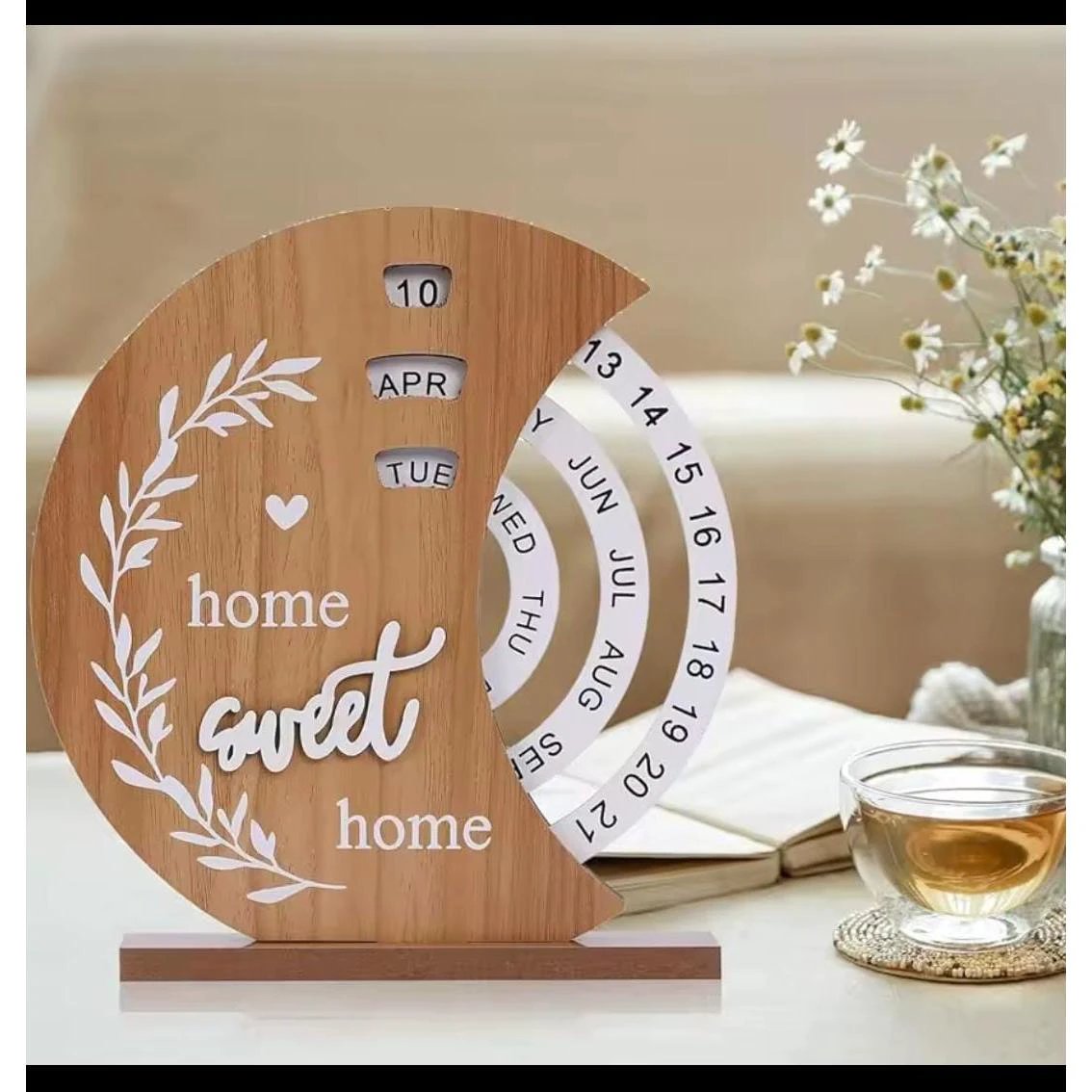 Perpetual Wooden Block Calendar with Rotating Date and Month Blocks Calendars Desk Calendars