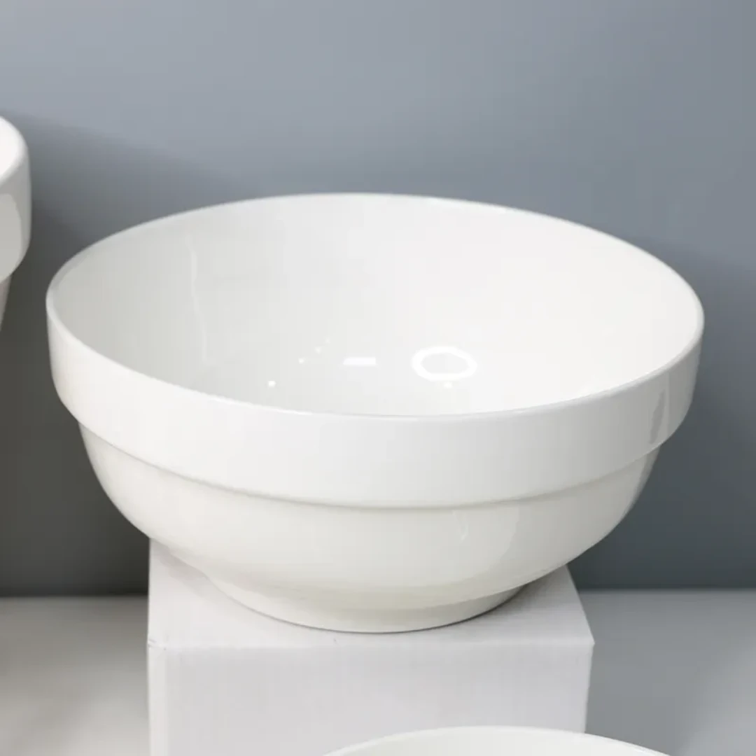 Plain White Ceramic Bowls Set of 6pcs 6inch for Daily Dining and Serving. Bowls