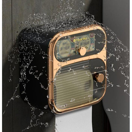 Plastic Multifunction 2 Layer Wall Mounted Toilet Paper Box Waterproof Bathroom Organizer with Detachable Roll Holder & Drawer Storage