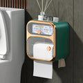 Plastic Multifunction 2 Layer Wall Mounted Toilet Paper Box Waterproof Bathroom Organizer with Detachable Roll Holder & Drawer Storage Bathroom Accessories Toilet Paper Holders