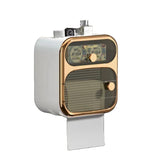 Plastic Multifunction 2 Layer Wall Mounted Toilet Paper Box Waterproof Bathroom Organizer with Detachable Roll Holder & Drawer Storage