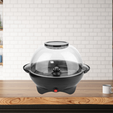 Popcorn Maker Rebune | Stainless Steel + Glass Premium Popcorn Machine 10oz | Black Full Commercial & Home Electric Popcorn Machine | Automatic Popcorn Maker