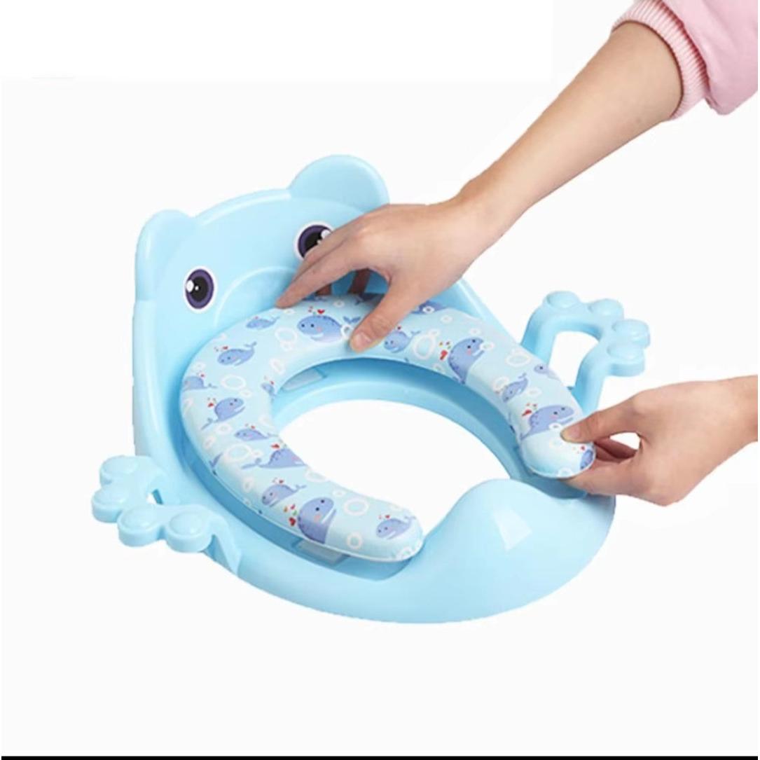 Portable Kids Toilet Seat with Side Handles and Soft Cushion for Safe and Comfortable Potty Training