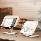 Portable Rotating Laptop and Bookstand – Bamboo and Metal Adjustable Design