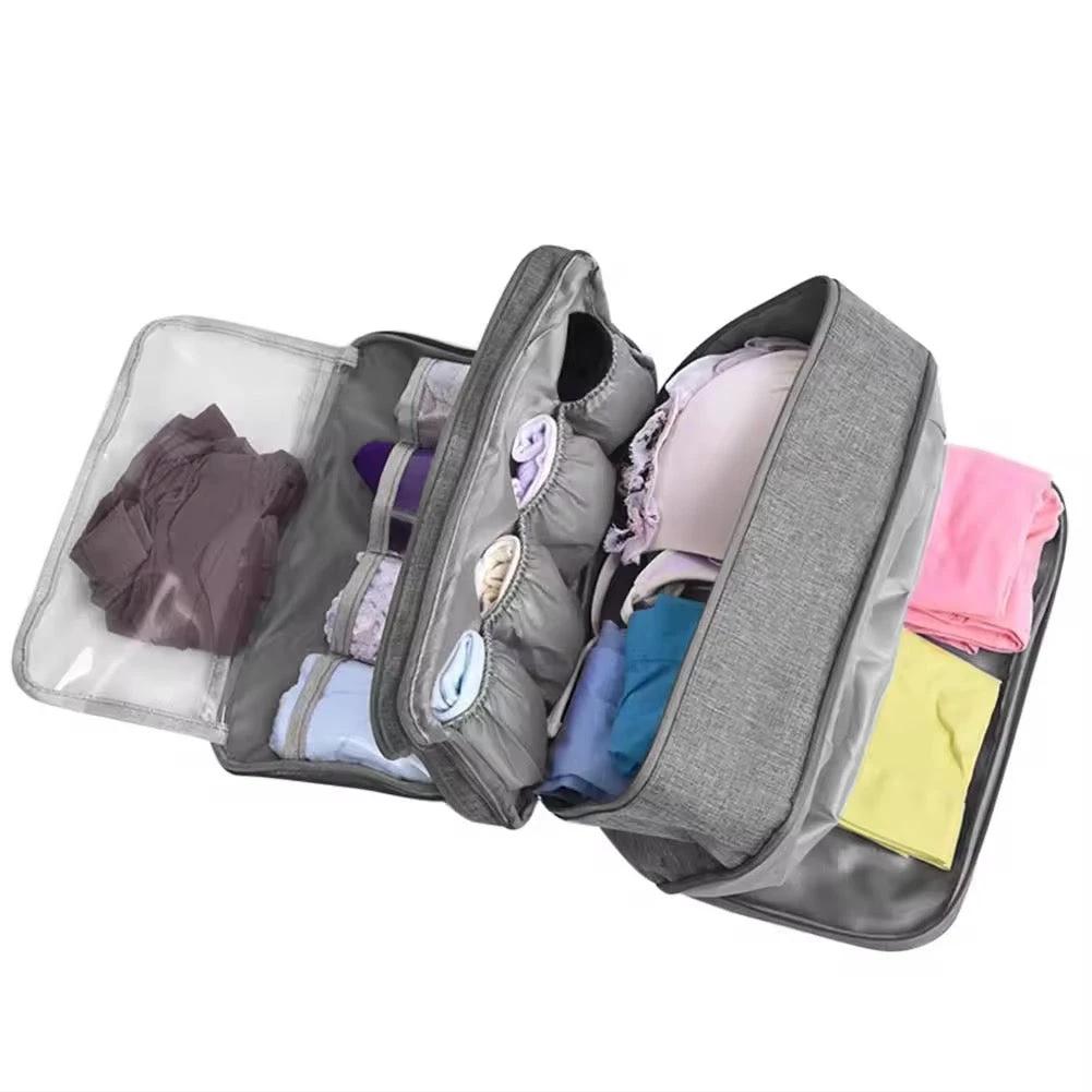 Portable Travel Undergarment Organizer – Multi-Compartment Storage Pouch for Bras, Panties & Toiletries (Large Size) Travel Accessories Travel Pouches